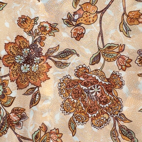 Torrid 1X Babydoll Tunic Top Orange Brown Floral Hi Low Boho Blouse - Picture 6 of 16